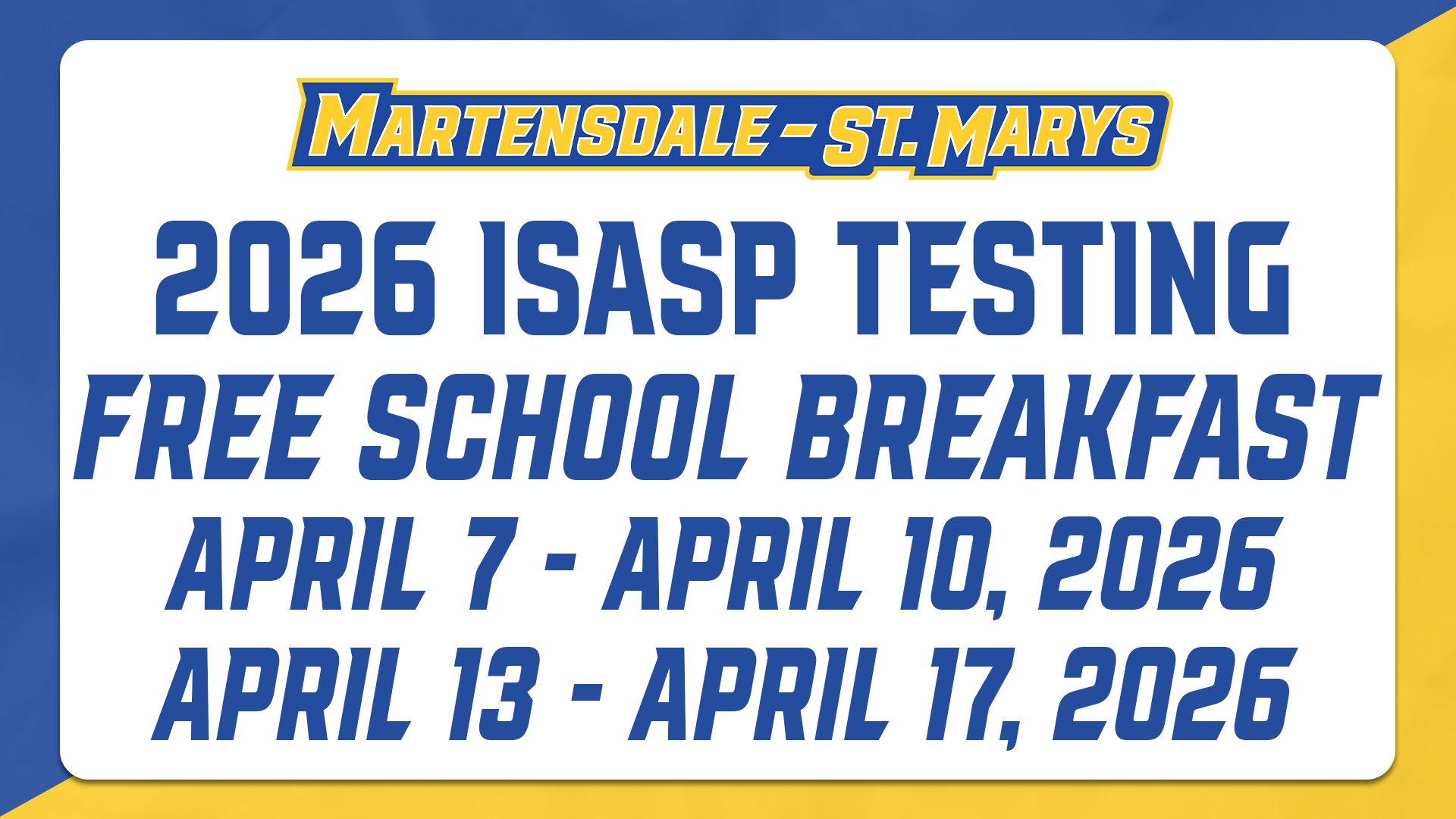 Fuel Up for Success: Free Breakfast for ISASP Testing!